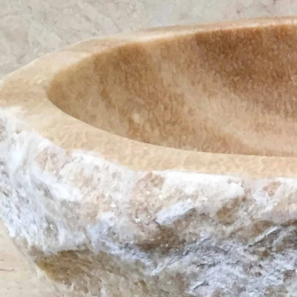 Lavabo di design da appoggio per bagno Laia in pietra naturale Viadurini