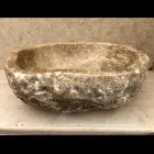 Lavabo di design da appoggio per bagno Laia in pietra naturale Viadurini