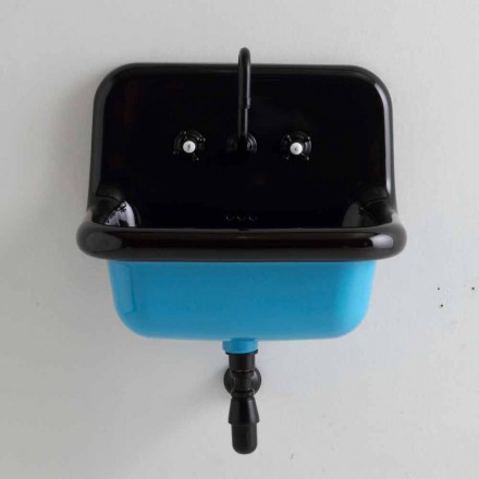 Lavabo di design da parete in ceramica bicolore rettangolare Jacob  Viadurini