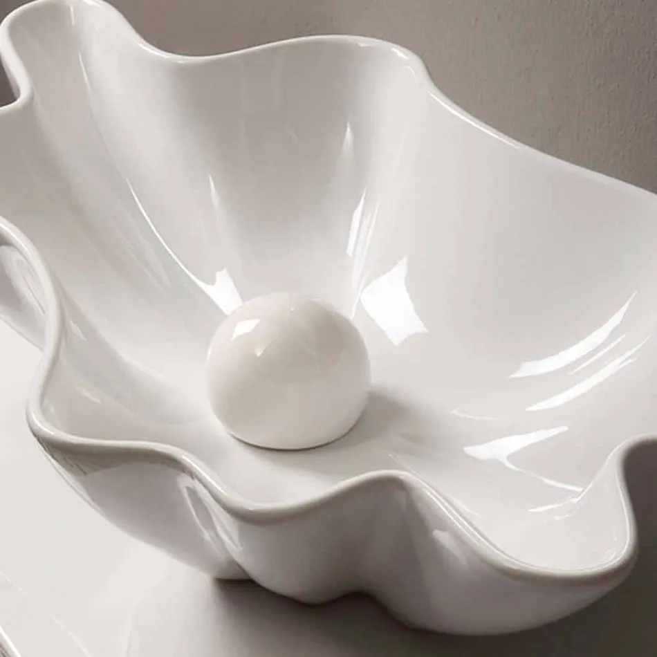 Lavabo di design moderno da appoggio ceramica bianco made Italy Rayan Viadurini