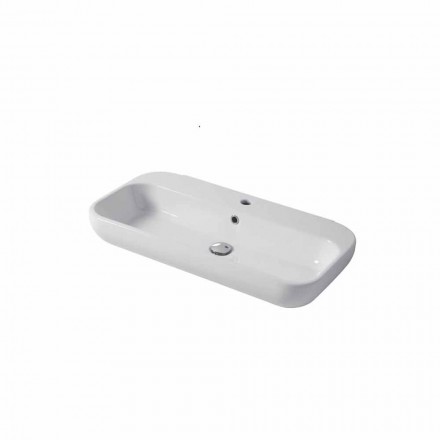 Lavabo di Design Monoforo da Appoggio o Parete in Ceramica Riardo Viadurini
