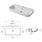 Lavabo di Design Monoforo da Appoggio o Parete in Ceramica Riardo Viadurini