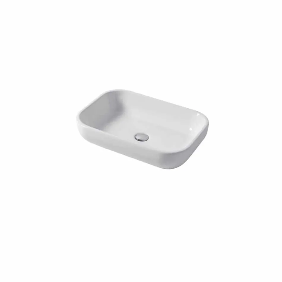 Lavabo di Design Monoforo da Appoggio o Parete in Ceramica Riardo Viadurini