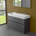 Lavabo Doppio con Mobile da Terra Design da Bagno Moderno in Laminato - Pompei