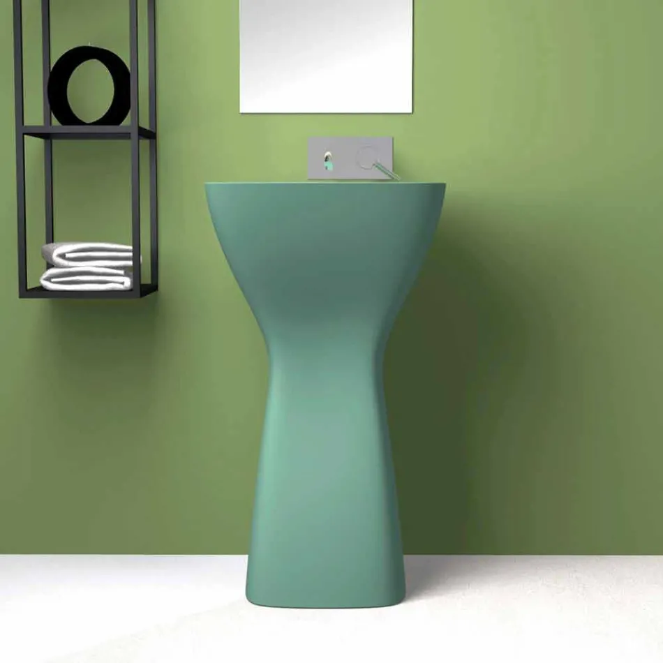 Lavabo freestanding in ceramica moderno realizzato in Italia, Firmino Viadurini