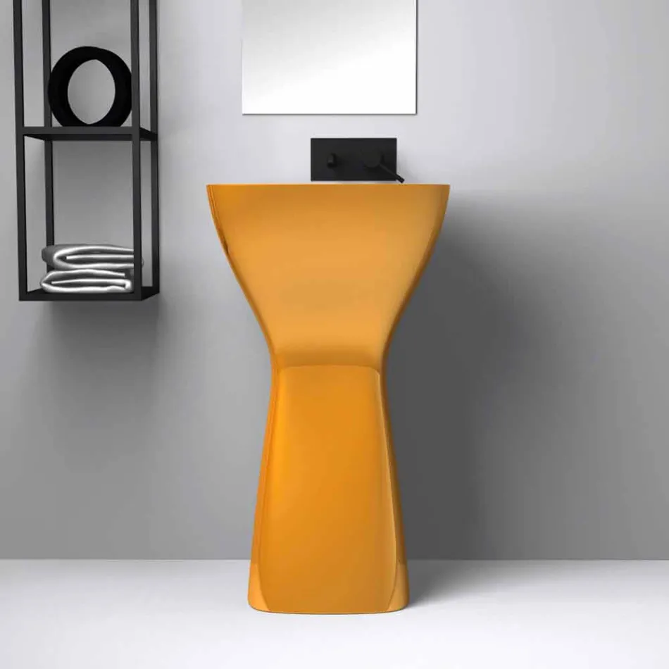 Lavabo freestanding in ceramica moderno realizzato in Italia, Firmino Viadurini