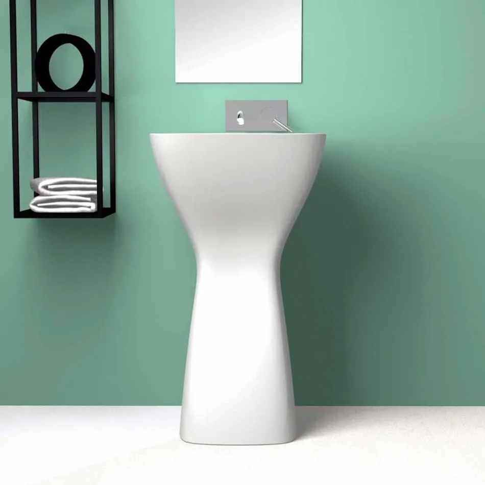 Lavabo freestanding in ceramica moderno realizzato in Italia, Firmino Viadurini