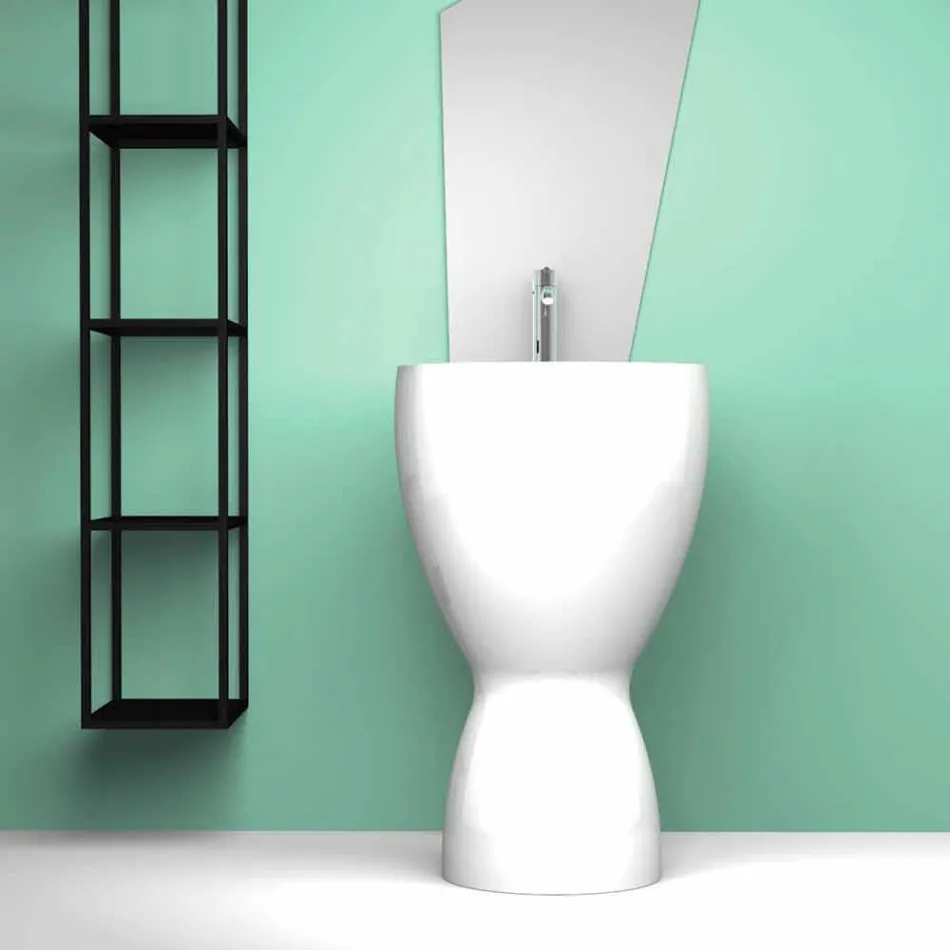 Lavabo freestanding moderno in ceramica prodotto in Italia, Basile Viadurini