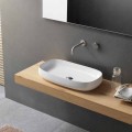 Lavabo in Ceramica Bianco da Appoggio di Design Moderno Made in Italy - Tune1