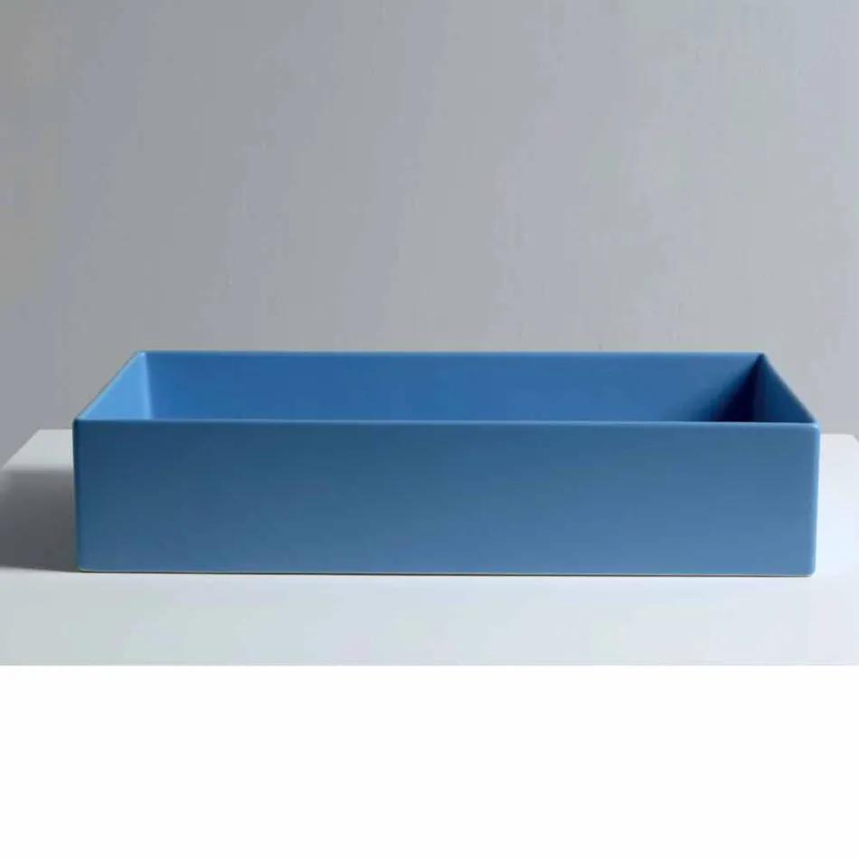 Lavabo in ceramica da appoggio design moderno Sun 60x37, made in Italy Viadurini
