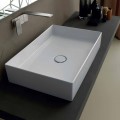 Lavabo in ceramica da appoggio design moderno Sun 60x37, made in Italy