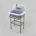 Lavabo in ceramica da muro con struttura completa di griglia vintage Tom