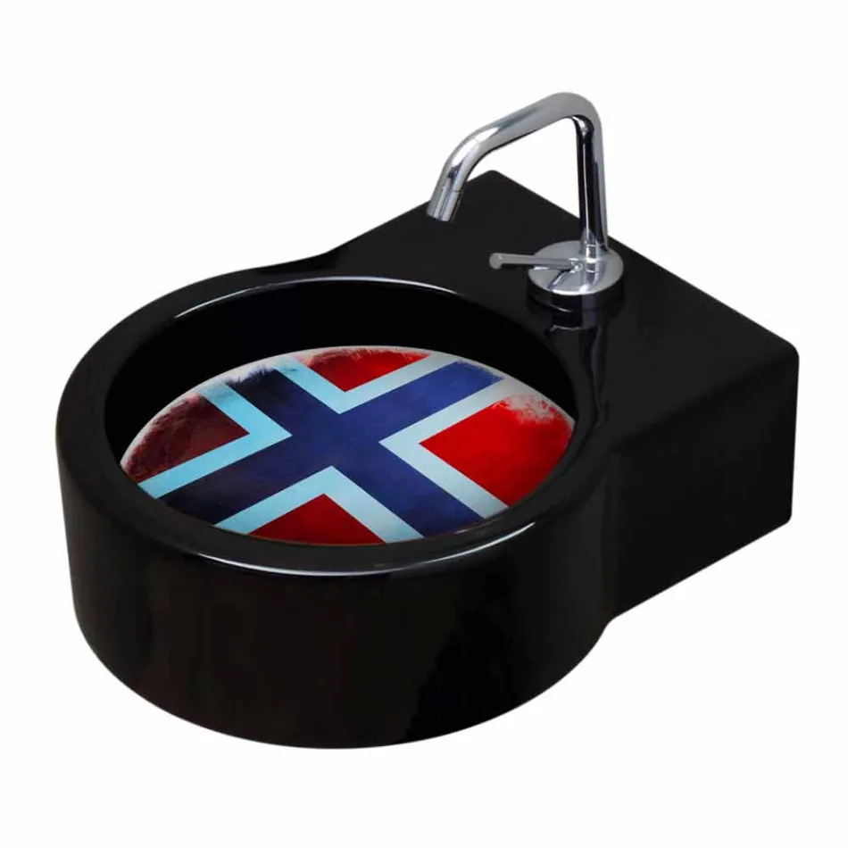 Lavabo in ceramica nero da appoggio/sospensione fatto in Italia Tor Viadurini