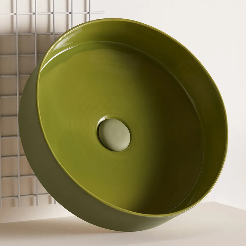 Lavabo in Grès Porcellanato di Diverse Finiture Made in italy - Busta Viadurini