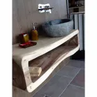 Lavabo in Pietra di Fiume da Appoggio Lavorato Artigianalmente - Aurea Viadurini