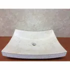 Lavabo in pietra naturale di design bianco Love, pezzo unico Viadurini