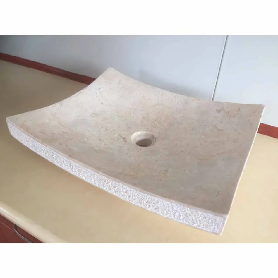 Lavabo in pietra naturale di design bianco Love, pezzo unico Viadurini