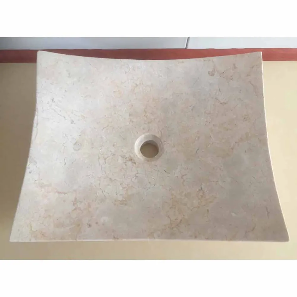 Lavabo in pietra naturale di design bianco Love, pezzo unico Viadurini