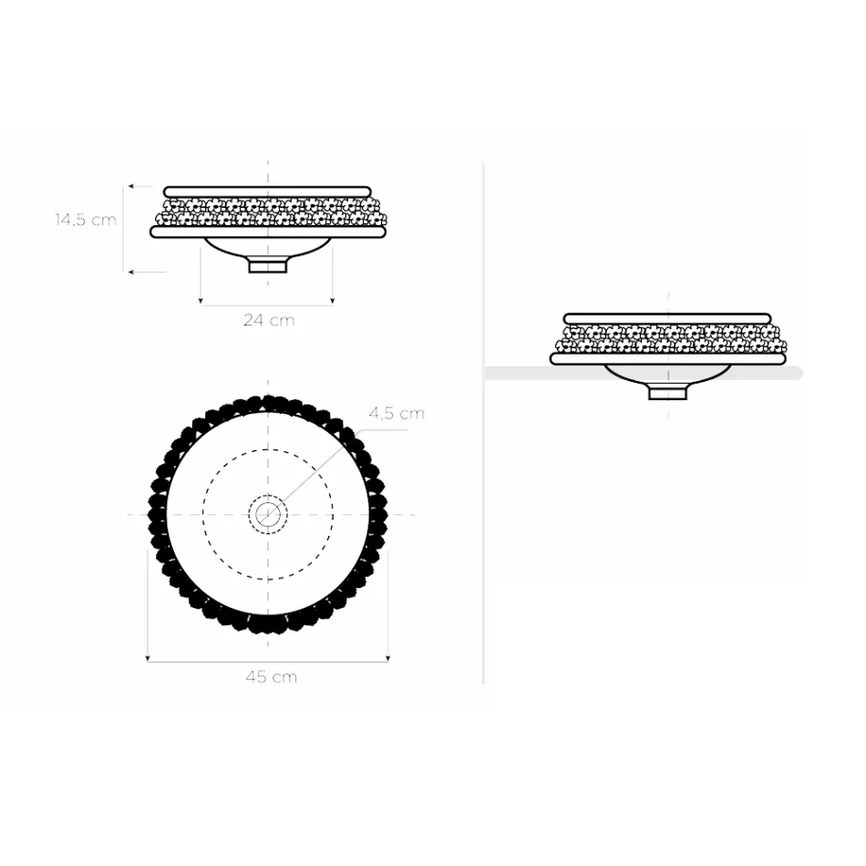 Lavabo in Porcellana con Petali Applicati a Mano Made in italy - Amarone Viadurini