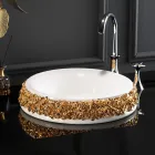 Lavabo in Porcellana con Petali Applicati a Mano Made in italy - Amarone Viadurini