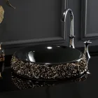 Lavabo in Porcellana con Petali Applicati a Mano Made in italy - Amarone Viadurini