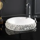 Lavabo in Porcellana con Petali Applicati a Mano Made in italy - Amarone Viadurini