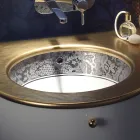 Lavabo Incassato in Fire Clay con Banda in Pizzo Platino Made in italy - Erioli Viadurini