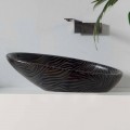 Lavabo moderno da appoggio ceramica zebrata argento made Italy Glossy