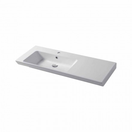 Lavabo Moderno da Appoggio e Incasso Sinistro in Ceramica Maida Viadurini