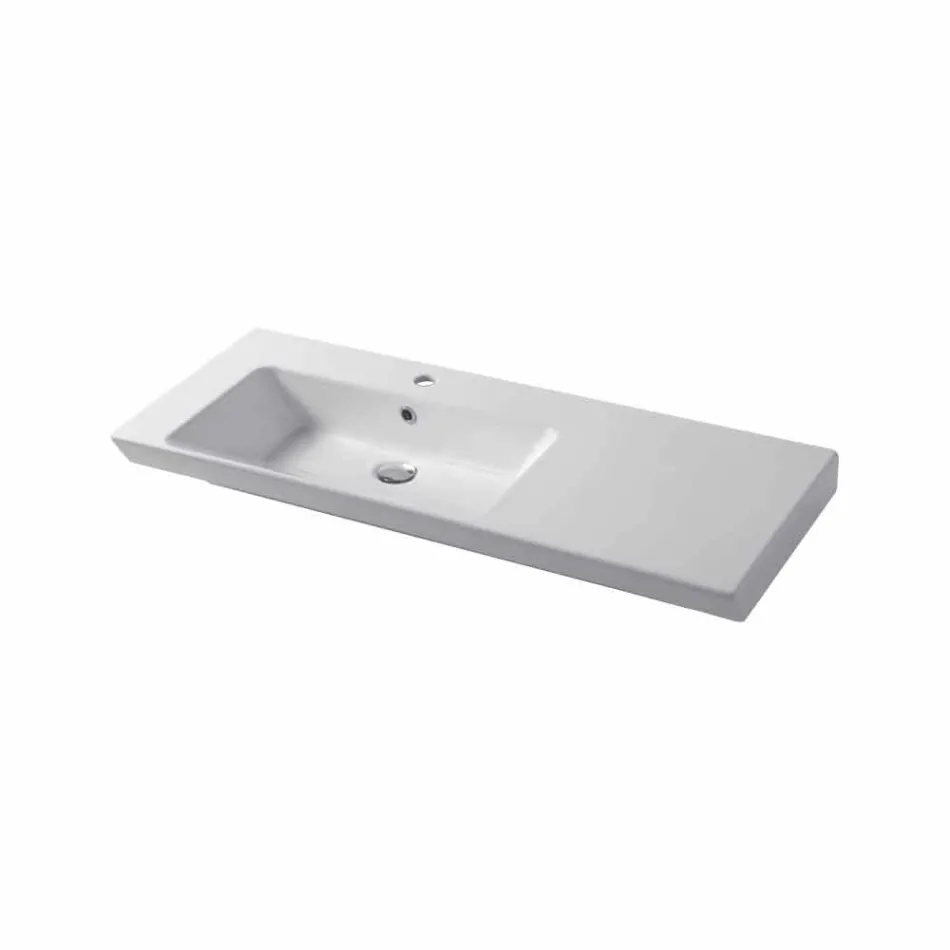 Lavabo Moderno da Appoggio e Incasso Sinistro in Ceramica Maida Viadurini