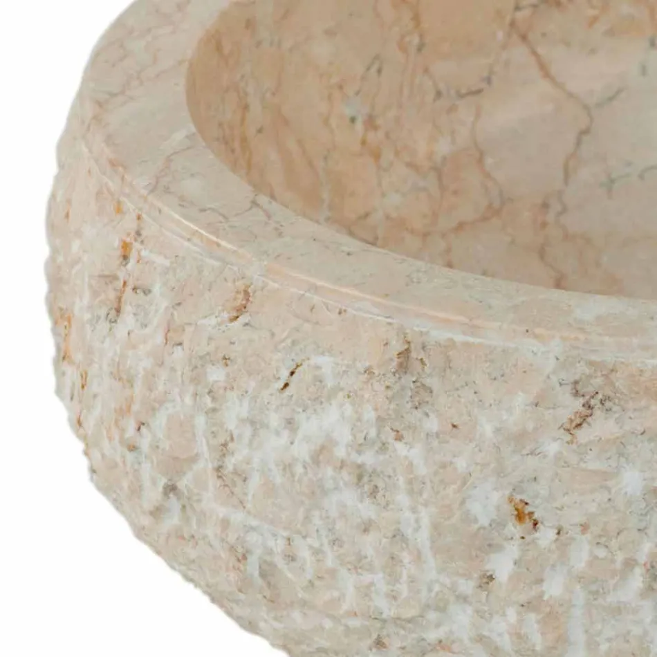Lavabo moderno da appoggio in pietra naturale bianca Lola, pezzo unico Viadurini