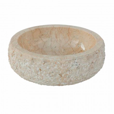 Lavabo moderno da appoggio in pietra naturale bianca Lola, pezzo unico Viadurini