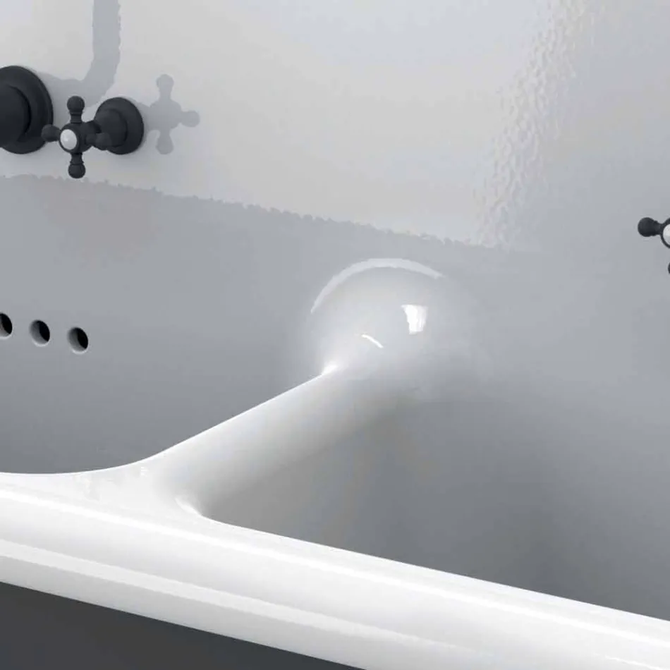 Lavabo moderno da muro a doppia vasca in ceramica di design Jack Viadurini