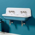 Lavabo vintage da muro a doppia vasca in ceramica di design Jack