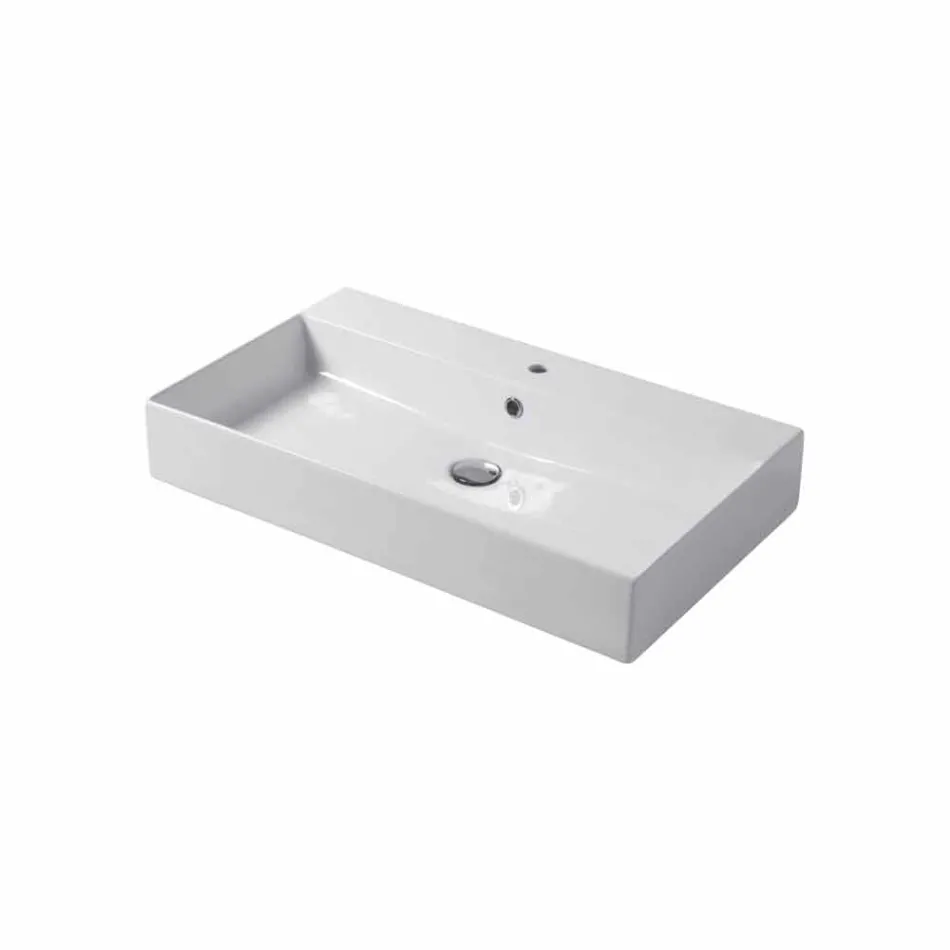 Lavabo Monoforo da Appoggio o Parete in Ceramica Colarata Leivi Viadurini