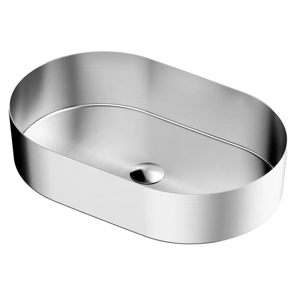 Lavabo Ovale da Appoggio in Acciaio Inox in Diverse Finiture - Anemone Viadurini