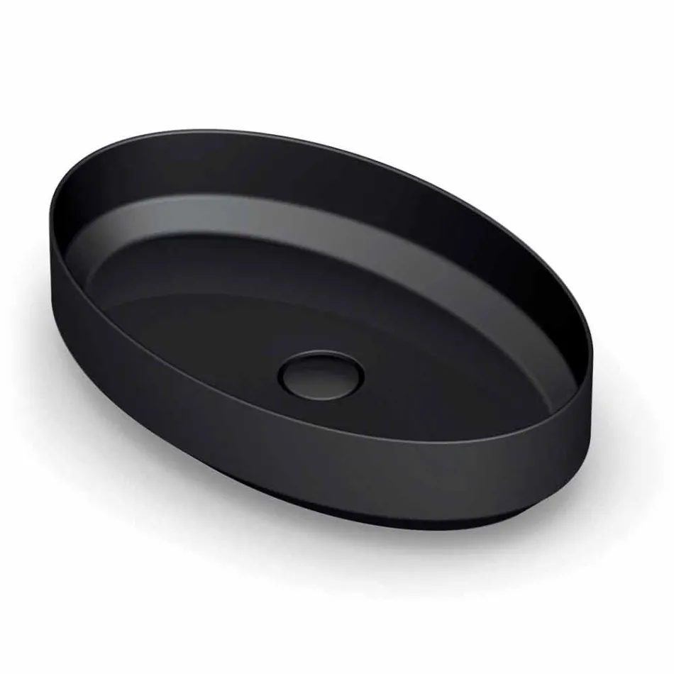 Lavabo ovale da appoggio in ceramica di design made in Italy, Yoel Viadurini