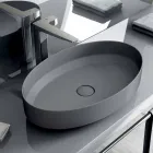 Lavabo ovale da appoggio in ceramica di design made in Italy, Yoel Viadurini