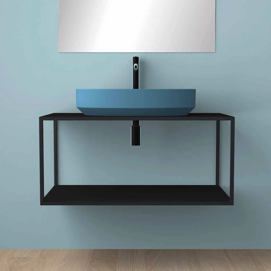 Lavabo ovale da appoggio in ceramica di design made in Italy, Yoel Viadurini
