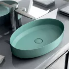 Lavabo ovale da appoggio in ceramica di design made in Italy, Yoel Viadurini
