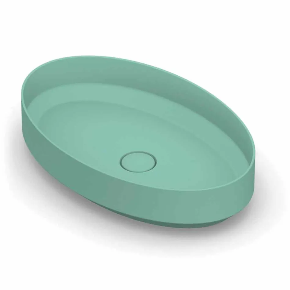 Lavabo ovale da appoggio in ceramica di design made in Italy, Yoel Viadurini