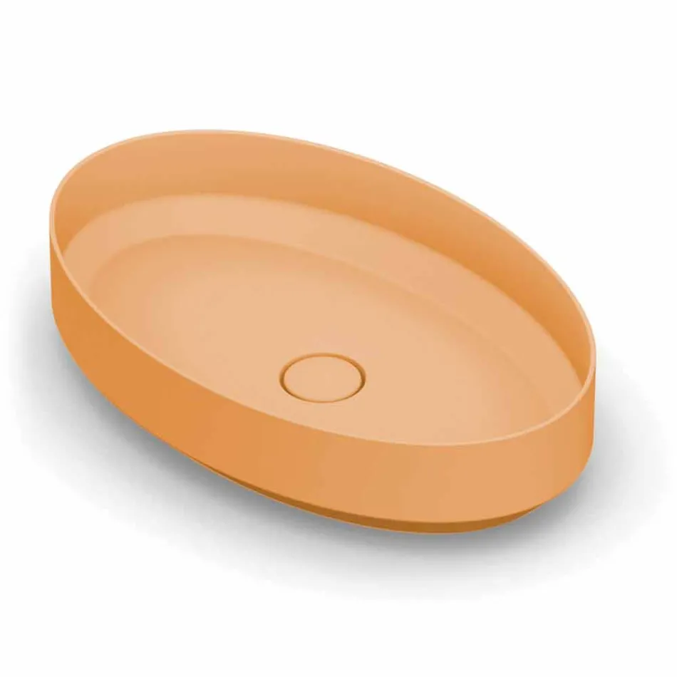 Lavabo ovale da appoggio in ceramica di design made in Italy, Yoel Viadurini