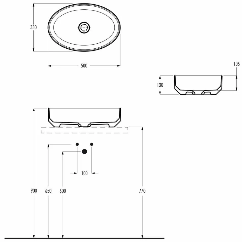 Lavabo ovale da appoggio in ceramica di design made in Italy, Yoel Viadurini