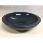 Lavabo per bagno da appoggio di design in pietra naturale nera Ziva Viadurini