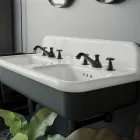 Lavabo per il Bagno Doppio con Struttura Rettangolare e in Ceramica - Kevin Viadurini