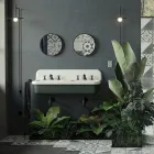 Lavabo per il Bagno Doppio con Struttura Rettangolare e in Ceramica - Kevin Viadurini