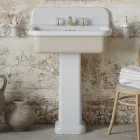Lavabo per il Bagno Forma Rettangolare in Ceramica con Colonna - Noah Viadurini
