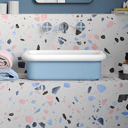 Lavabo per il Bagno Soprapiano Forma Rettangolare in Ceramica - Holly Viadurini