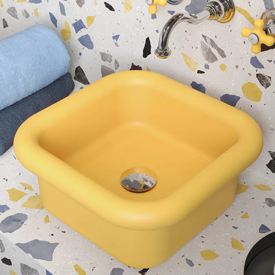 Lavabo per il Bagno Soprapiano Rettangolare in Ceramica - Marine Viadurini