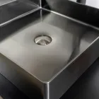 Lavabo Quadrato da Appoggio in Acciaio Inox in Diverse Finiture - Calendula Viadurini
